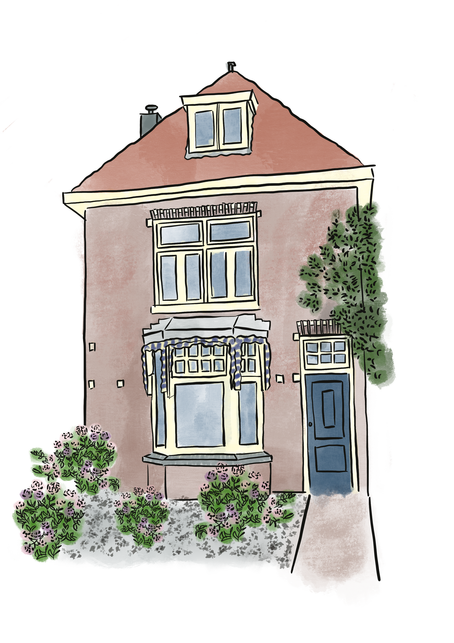 Handgetekend huisportret