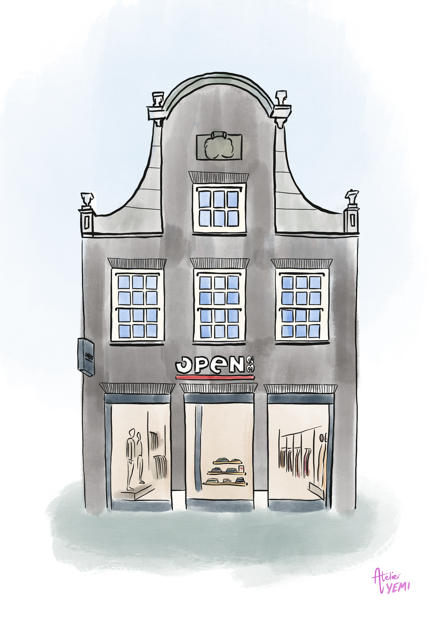 Handgetekend huisportret
